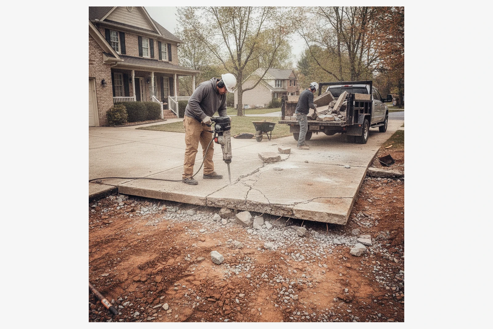 Concrete driveway demolition removal Altoona Pennsylvania Blair County old slab haul-out air-entrained replacement prep