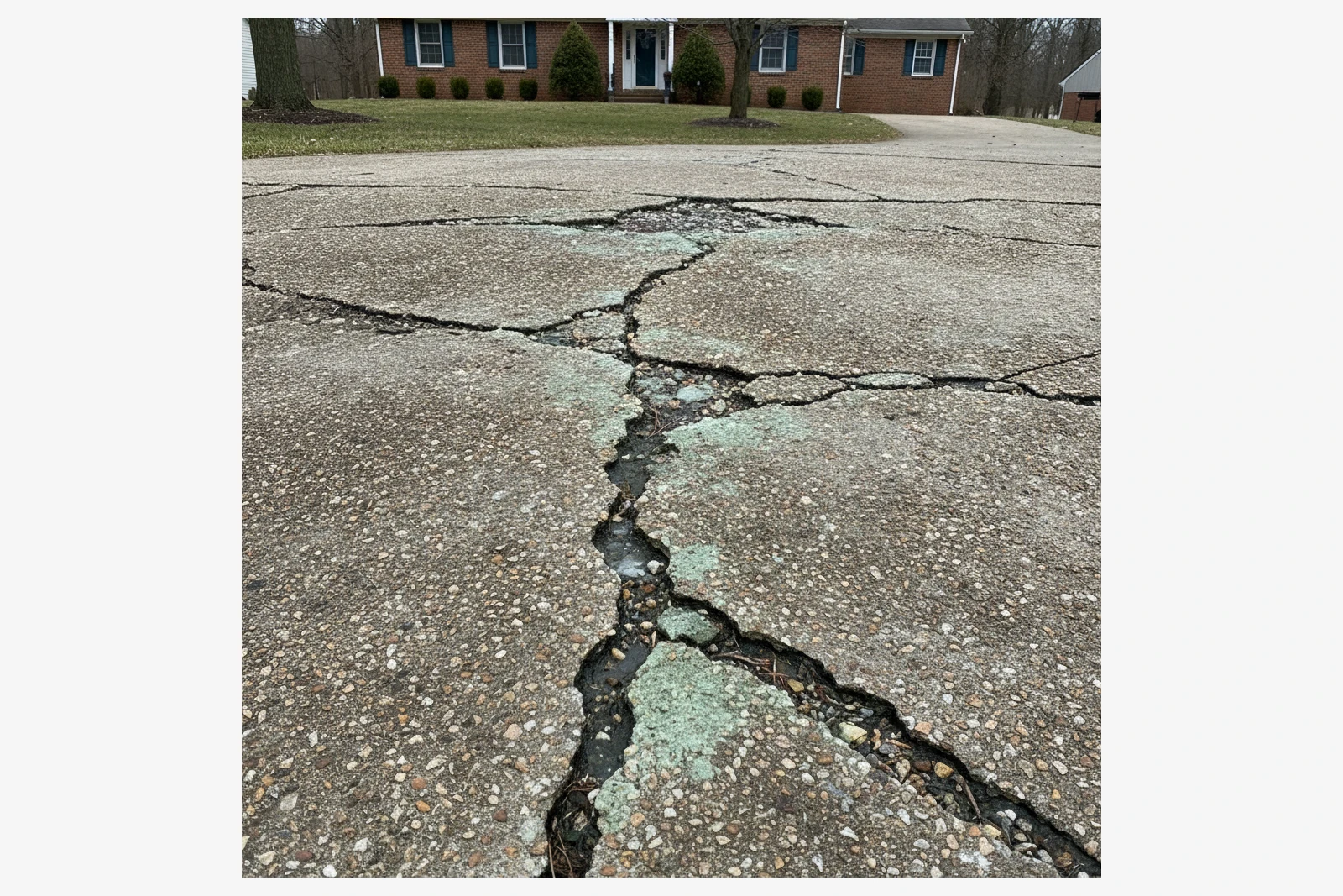 Road salt concrete surface scaling spalling damage Altoona Pennsylvania Blair County PennDOT residential driveway replacement